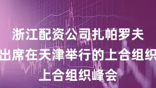 浙江配资公司扎帕罗夫应邀出席在天津举行的上合组织峰会